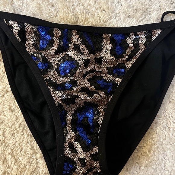 Sexy Forplay Leopard Sequin Triangle Bikini w/ Side Tie Bottom Swimwear … - Picture 7 of 13